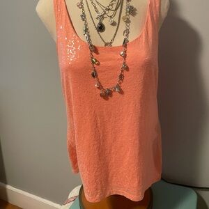 Talbots Coral Sequin Women's Tank Top. New with tags